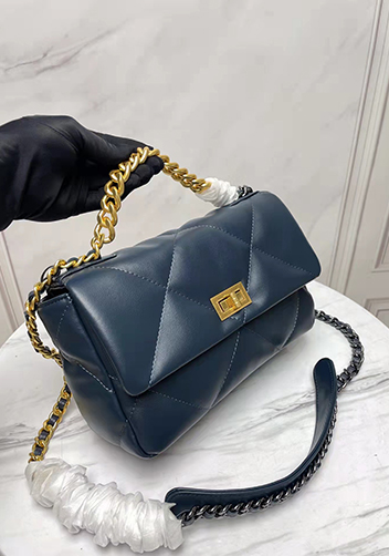 Adele Lilia Flap Small Bag Rectangular Hardware Navy