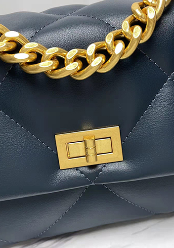 Adele Lilia Flap Small Bag Rectangular Hardware Navy