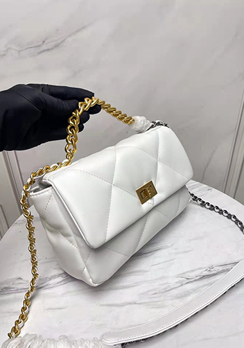 Adele Lilia Flap Small Bag Rectangular Hardware White