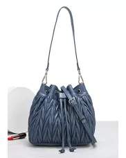 Adele Lambskin Bucket Bag Blue