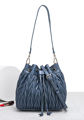 Adele Lambskin Bucket Bag Blue