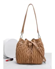 Adele Lambskin Bucket Bag Camel