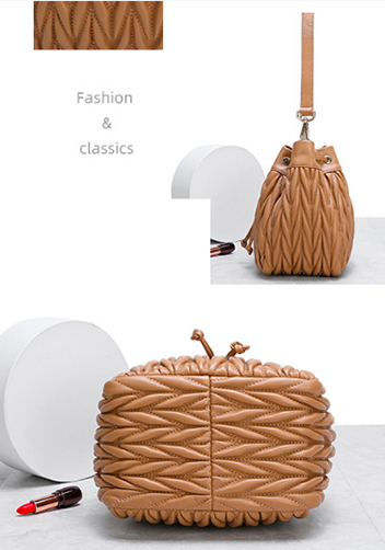 Adele Lambskin Bucket Bag Camel