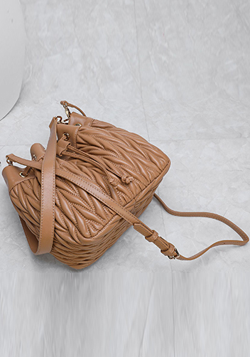 Adele Lambskin Bucket Bag Camel