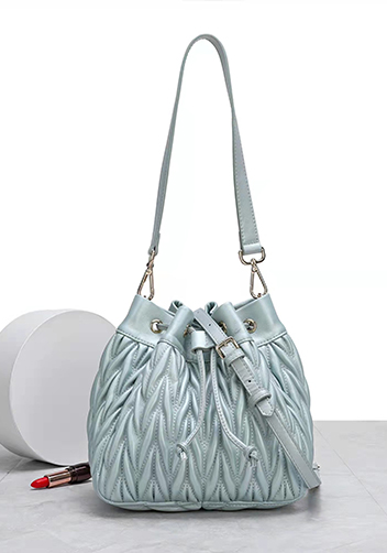 Adele Lambskin Bucket Bag Grey
