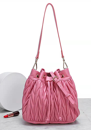 Adele Lambskin Bucket Bag Pink