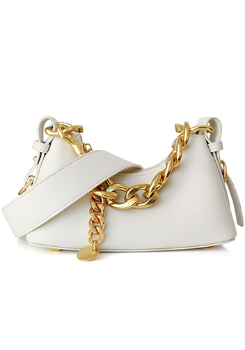 Helene Small Leather Shoulder Bag Cream