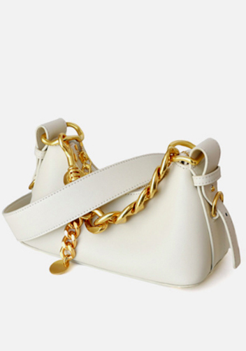 Helene Small Leather Shoulder Bag Cream