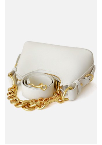Helene Small Leather Shoulder Bag Cream