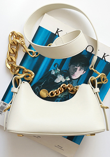 Helene Small Leather Shoulder Bag Cream