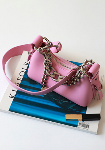 Helene Small Leather Shoulder Bag Pink