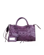 The Route 66 Faux Leather Large Bag Dark Purple Black Hardware