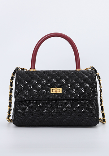 Adele Flap Mini Bag Top Handle Snake Black