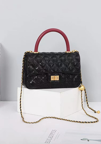 Adele Flap Mini Bag Top Handle Snake Black