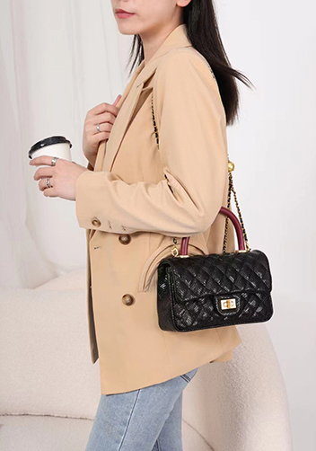 Adele Flap Mini Bag Top Handle Snake Black