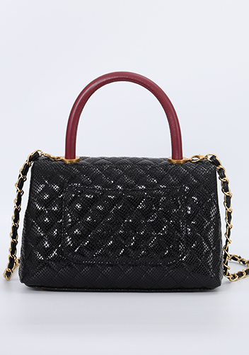 Adele Flap Mini Bag Top Handle Snake Black