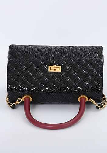 Adele Flap Mini Bag Top Handle Snake Black