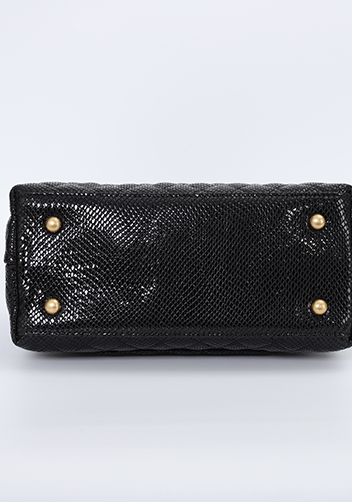 Adele Flap Mini Bag Top Handle Snake Black