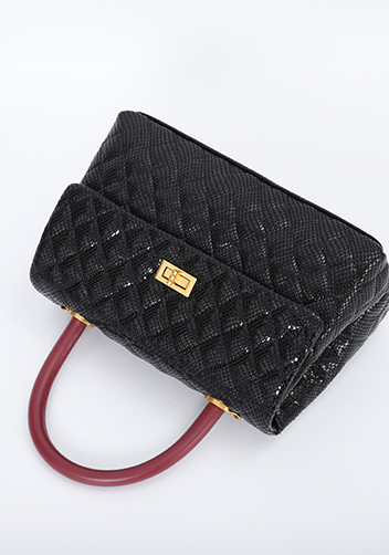 Adele Flap Mini Bag Top Handle Snake Black