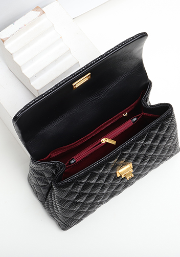 Adele Flap Mini Bag Top Handle Snake Black