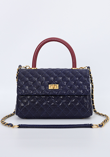 Adele Flap Mini Bag Top Handle Snake Blue
