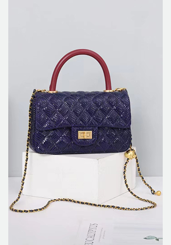 Adele Flap Mini Bag Top Handle Snake Blue