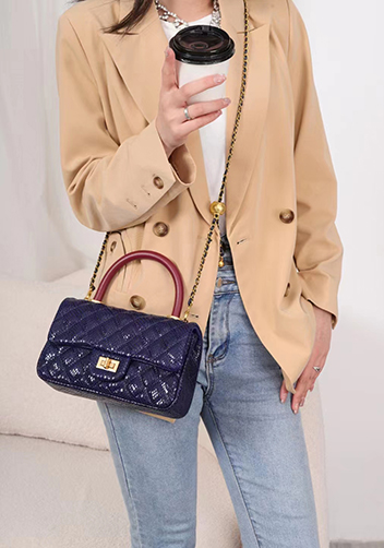Adele Flap Mini Bag Top Handle Snake Blue