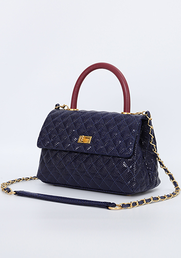 Adele Flap Mini Bag Top Handle Snake Blue