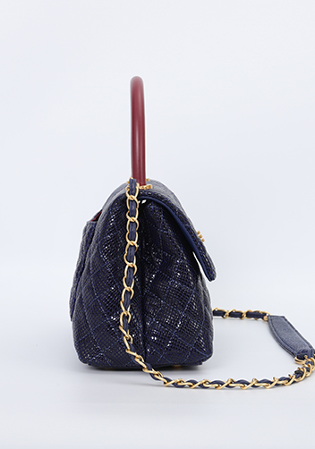 Adele Flap Mini Bag Top Handle Snake Blue