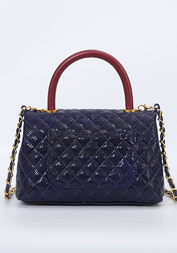 Adele Flap Mini Bag Top Handle Snake Blue