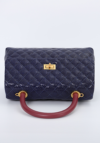 Adele Flap Mini Bag Top Handle Snake Blue