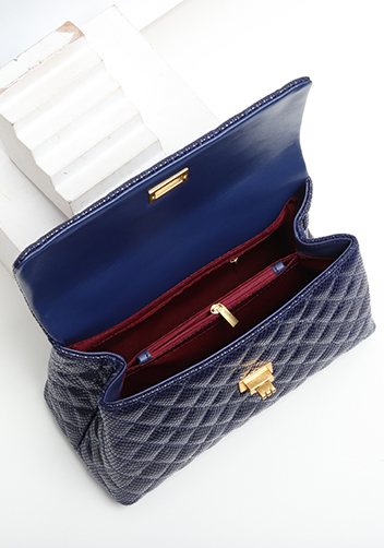 Adele Flap Mini Bag Top Handle Snake Blue