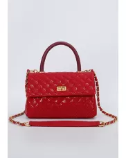 Adele Flap Mini Bag Top Handle Snake Red