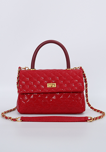 Adele Flap Mini Bag Top Handle Snake Red