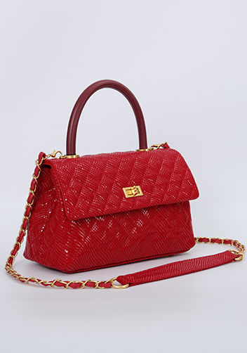 Adele Flap Mini Bag Top Handle Snake Red
