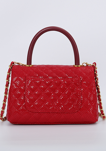 Adele Flap Mini Bag Top Handle Snake Red