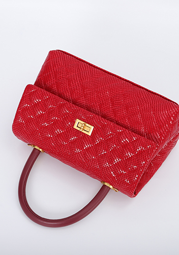 Adele Flap Mini Bag Top Handle Snake Red