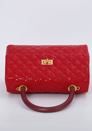 Adele Flap Mini Bag Top Handle Snake Red