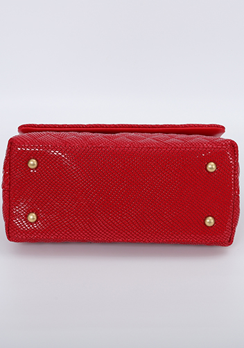 Adele Flap Mini Bag Top Handle Snake Red