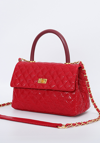 Adele Flap Mini Bag Top Handle Snake Red