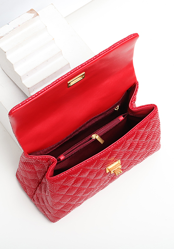 Adele Flap Mini Bag Top Handle Snake Red