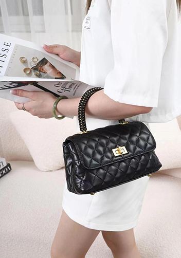 Adele Flap Mini Bag Top Handle Black