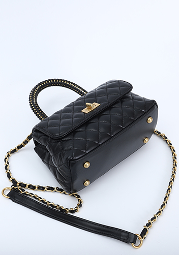 Adele Flap Mini Bag Top Handle Black