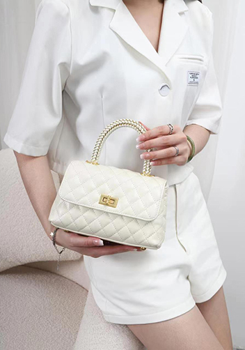 Adele Flap Mini Bag Top Handle Cream