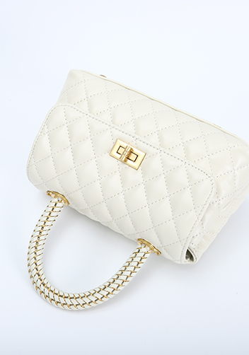 Adele Flap Mini Bag Top Handle Cream