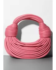Dina Spaghetti Vegan Leather Knot Top Handle Bag Barbie