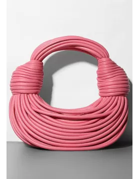 Dina Spaghetti Vegan Leather Knot Top Handle Bag Barbie