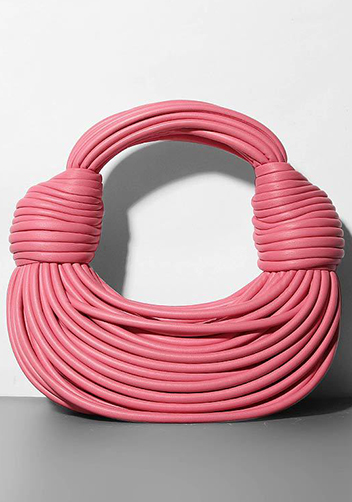 Dina Spaghetti Vegan Leather Knot Top Handle Bag Barbie