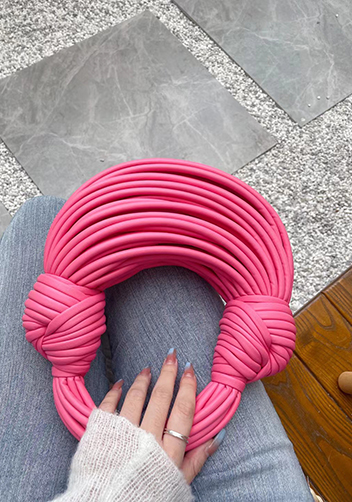 Dina Spaghetti Vegan Leather Knot Top Handle Bag Barbie