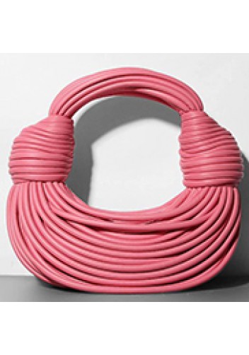 Dina Spaghetti Vegan Leather Knot Top Handle Bag Barbie